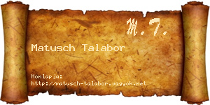 Matusch Talabor névjegykártya